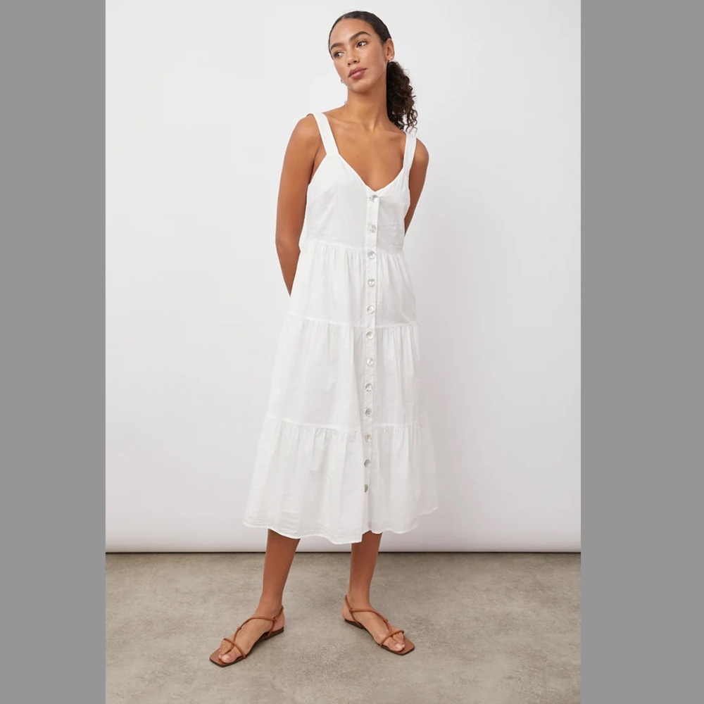 Rails Violet white cotton midi Dress size XS NEW w tags